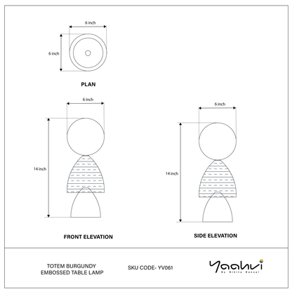 Totem Burgundy Embossed Table Lamp