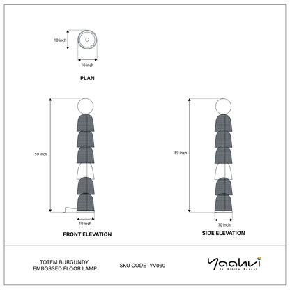 Totem Burgundy Embossed Floor Lamp