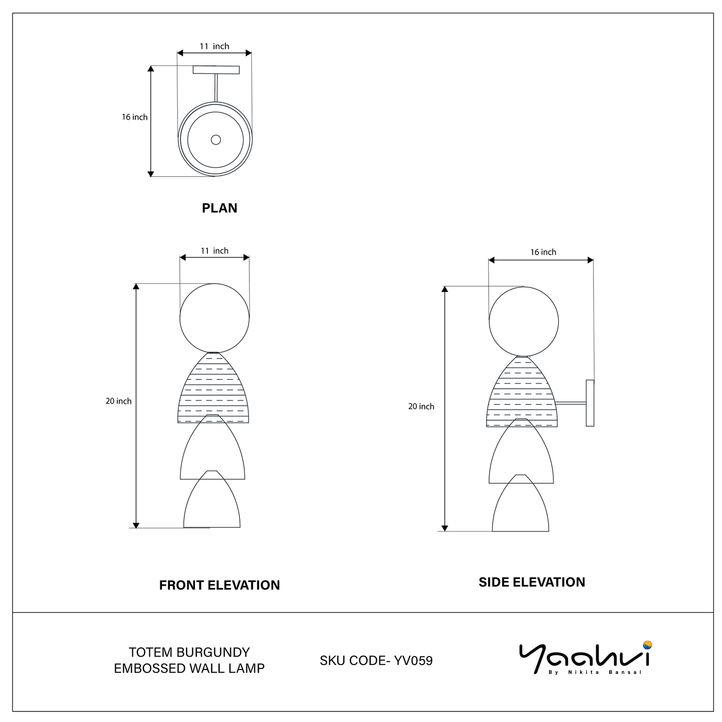 Totem Burgundy Embossed Wall Lamp