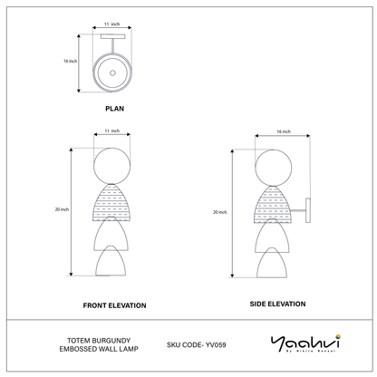 Totem Burgundy Embossed Wall Lamp