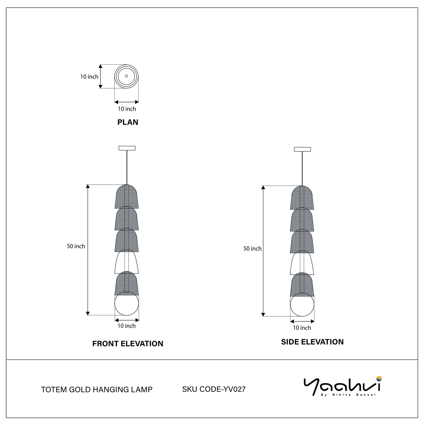 Totem Gold Hanging Lamp