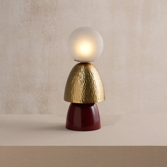 Totem Burgundy Embossed Table Lamp