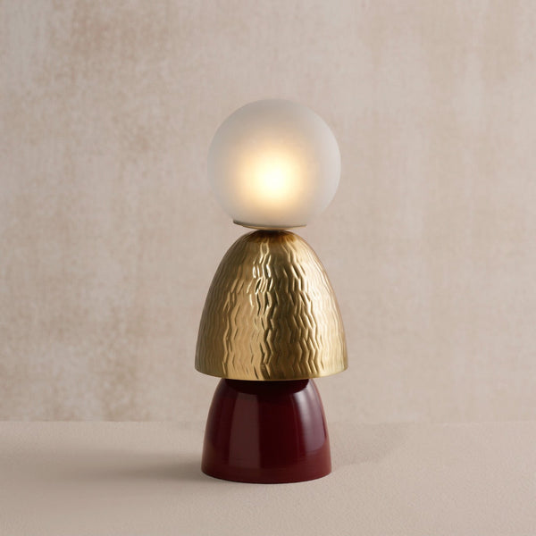 Totem Burgundy Embossed Table Lamp
