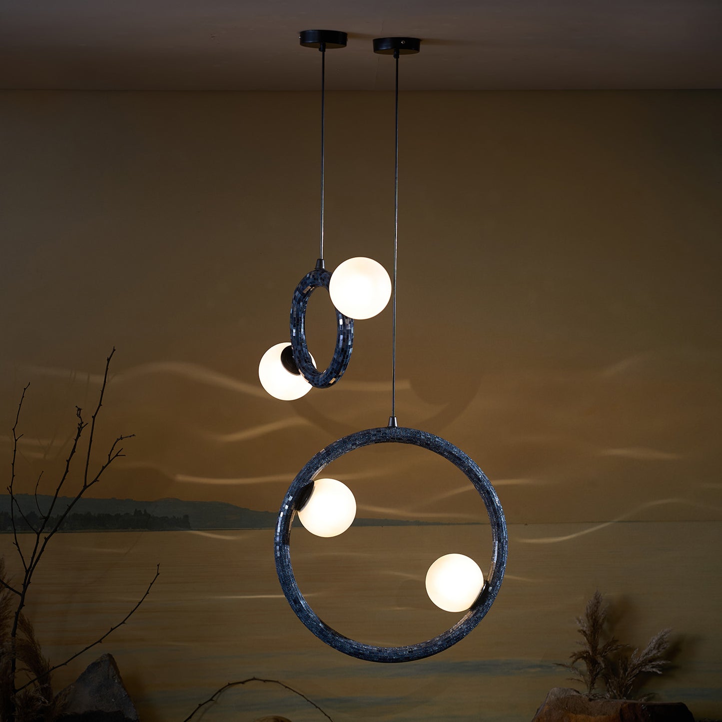Buy Yaahvi by Nikita Bansal Reva Large Ring Hanging Lamp - Contemporary & Handcrafted Hanging Lamps Online India