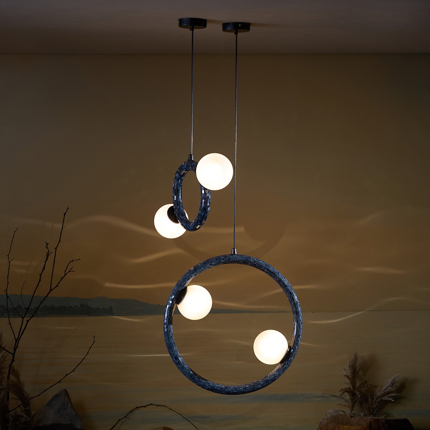Buy Yaahvi by Nikita Bansal Reva Large Ring Hanging Lamp - Contemporary & Handcrafted Hanging Lamps Online India
