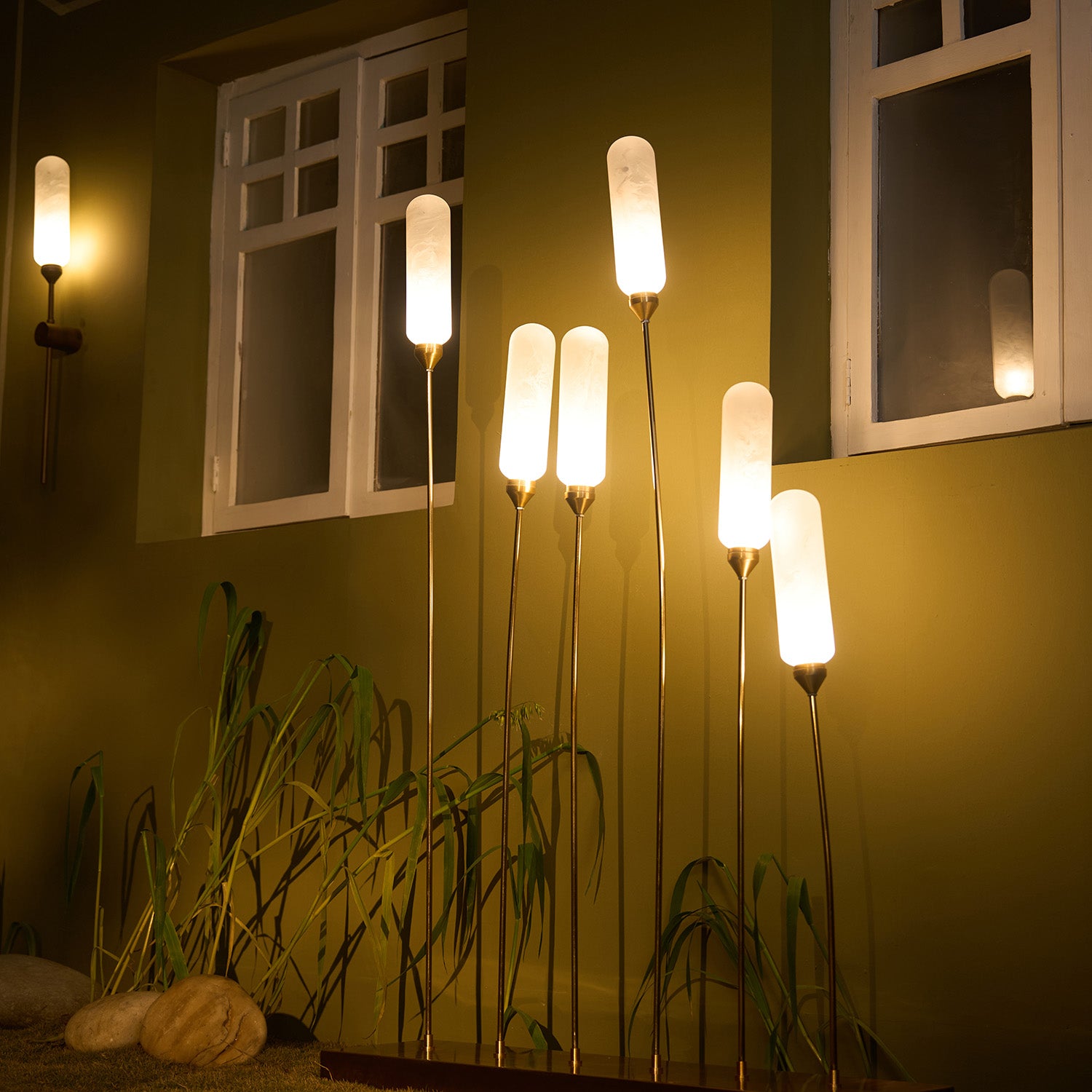 Buy Yaahvi by Nikita Bansal Kinara Outdoor Floor Lamp Gold and White - Contemporary & Handcrafted Floor Lamps Online India