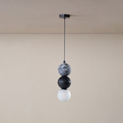 Buy Yaahvi by Nikita Bansal Lagori Black Marble Painting Hanging Lamp - Contemporary & Handcrafted Hanging Lamps Online India