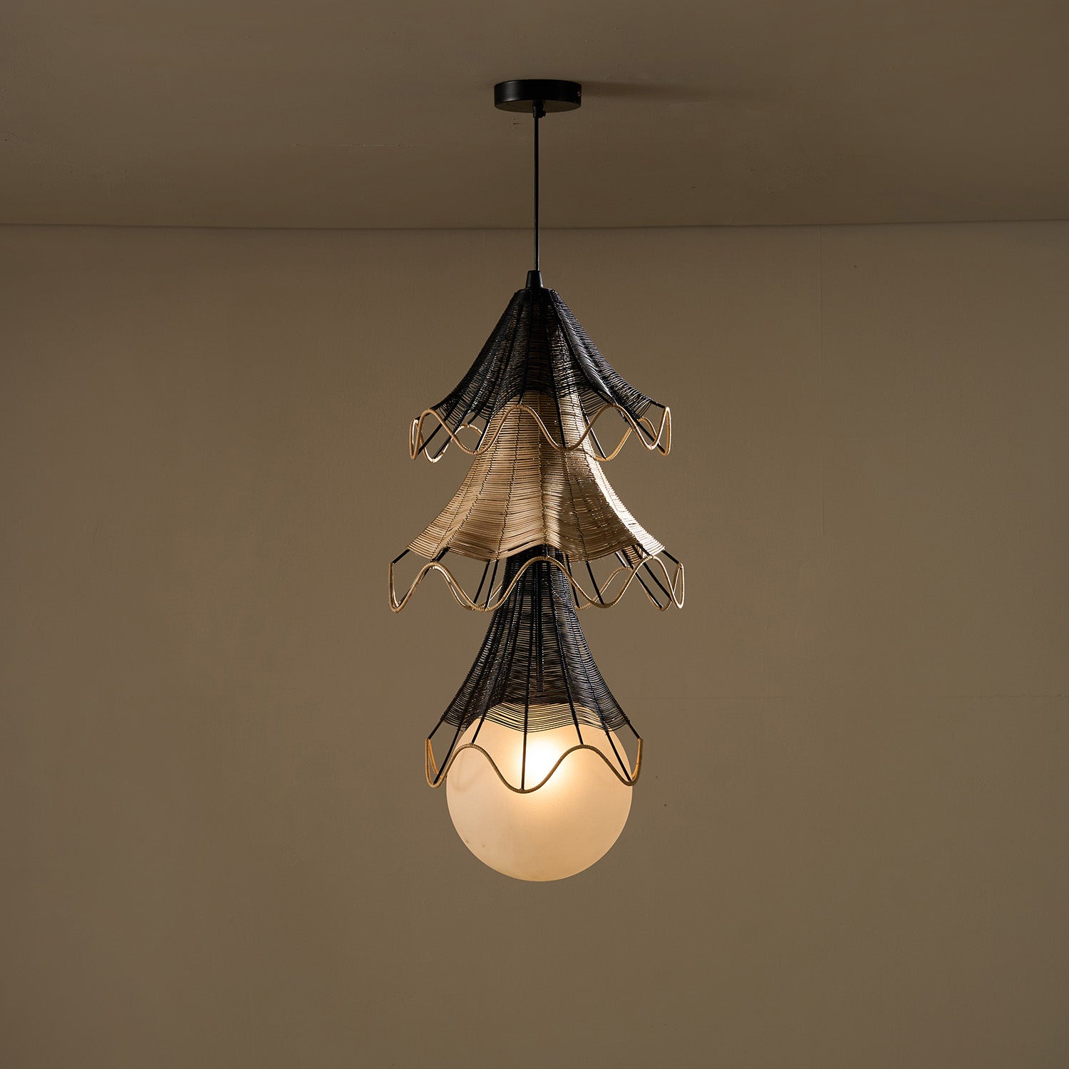 Buy Yaahvi by Nikita Bansal Lehar Cluster of 3 Hanging Lamp - Contemporary & Handcrafted Hanging Lamps Online India
