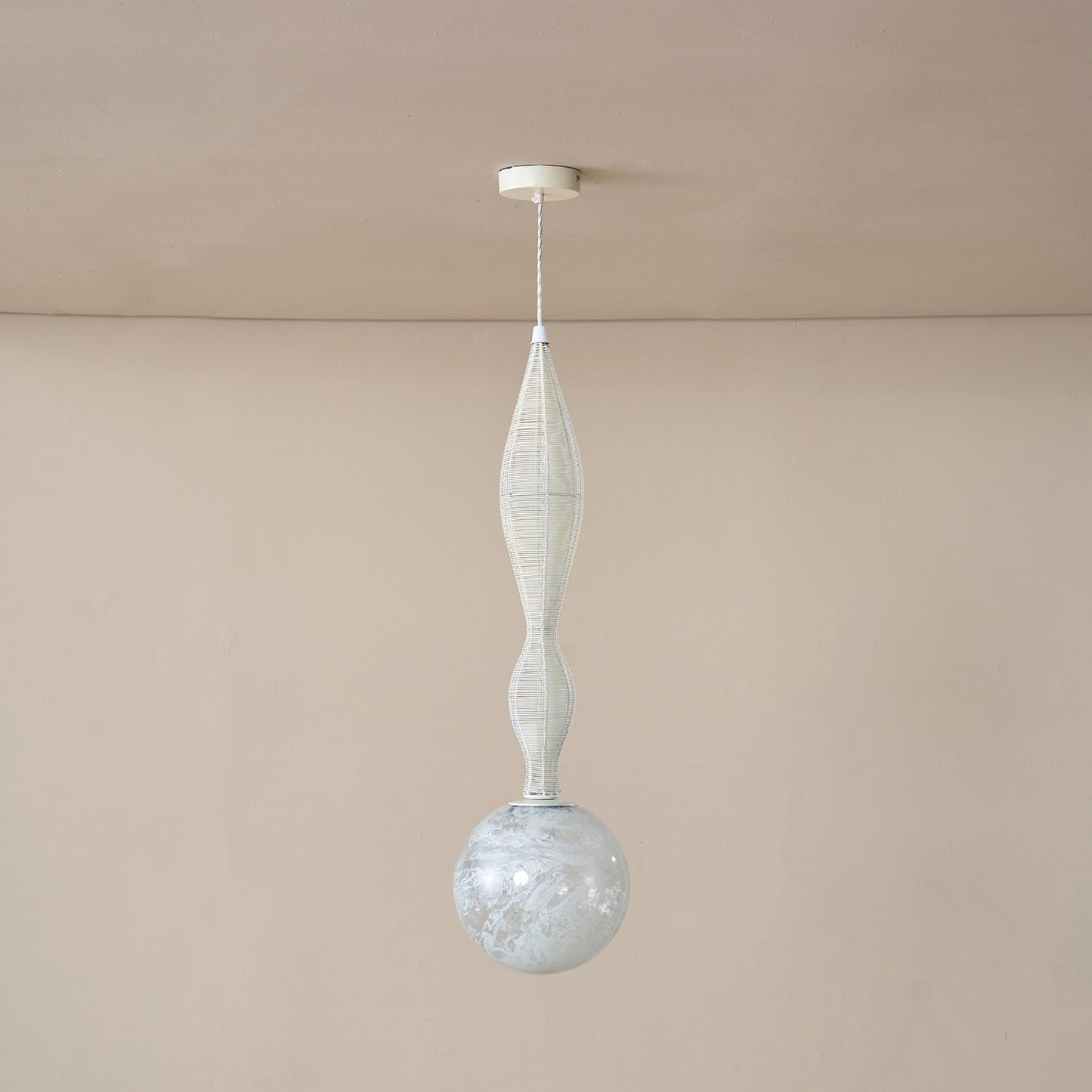 Buy Yaahvi by Nikita Bansal Dawn Small White Hanging Lamp - Contemporary & Handcrafted Hanging Lamps Online India