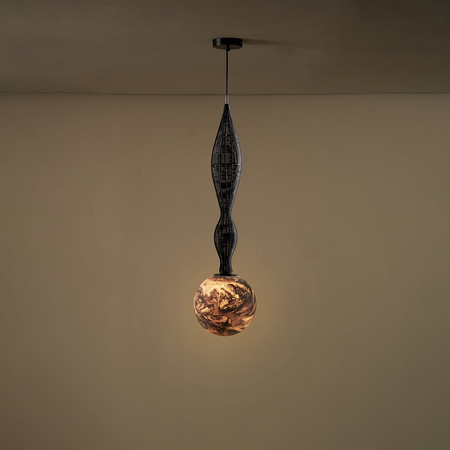 Buy Yaahvi by Nikita Bansal Dawn Small Black Hanging Lamp - Contemporary & Handcrafted Hanging Lamps Online India