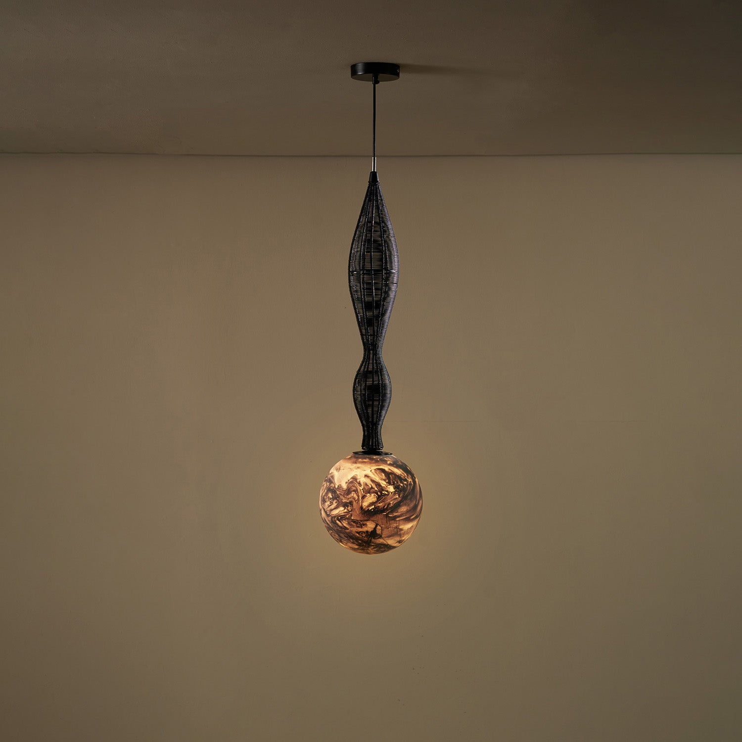 Buy Yaahvi by Nikita Bansal Dawn Small Black Hanging Lamp - Contemporary & Handcrafted Hanging Lamps Online India