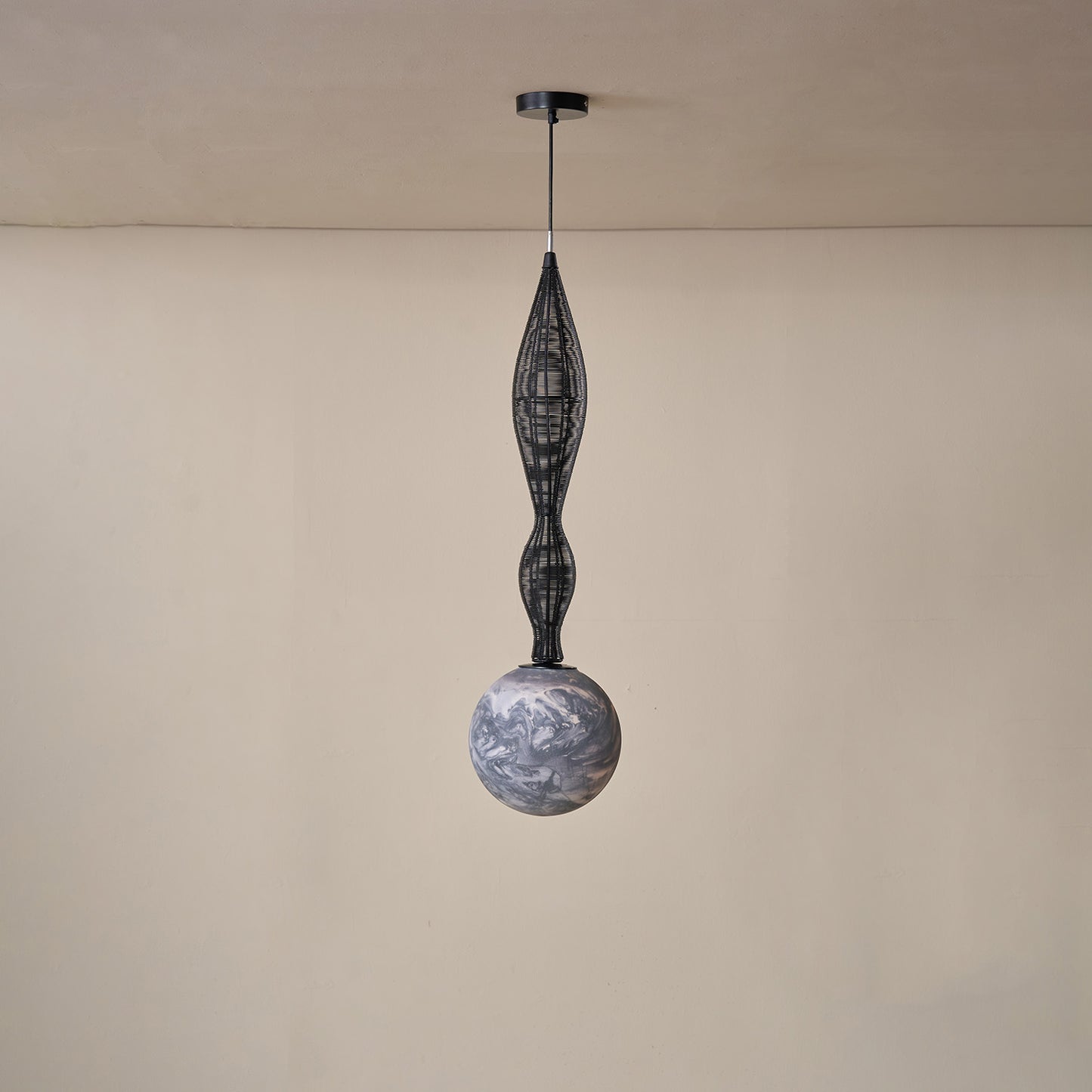 Buy Yaahvi by Nikita Bansal Dawn Small Black Hanging Lamp - Contemporary & Handcrafted Hanging Lamps Online India