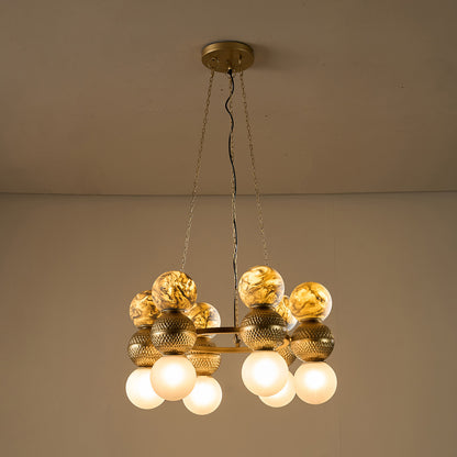 Buy Yaahvi by Nikita Bansal Lagori Gold Marble Painting Chandelier - Contemporary & Handcrafted Chandelier Online India