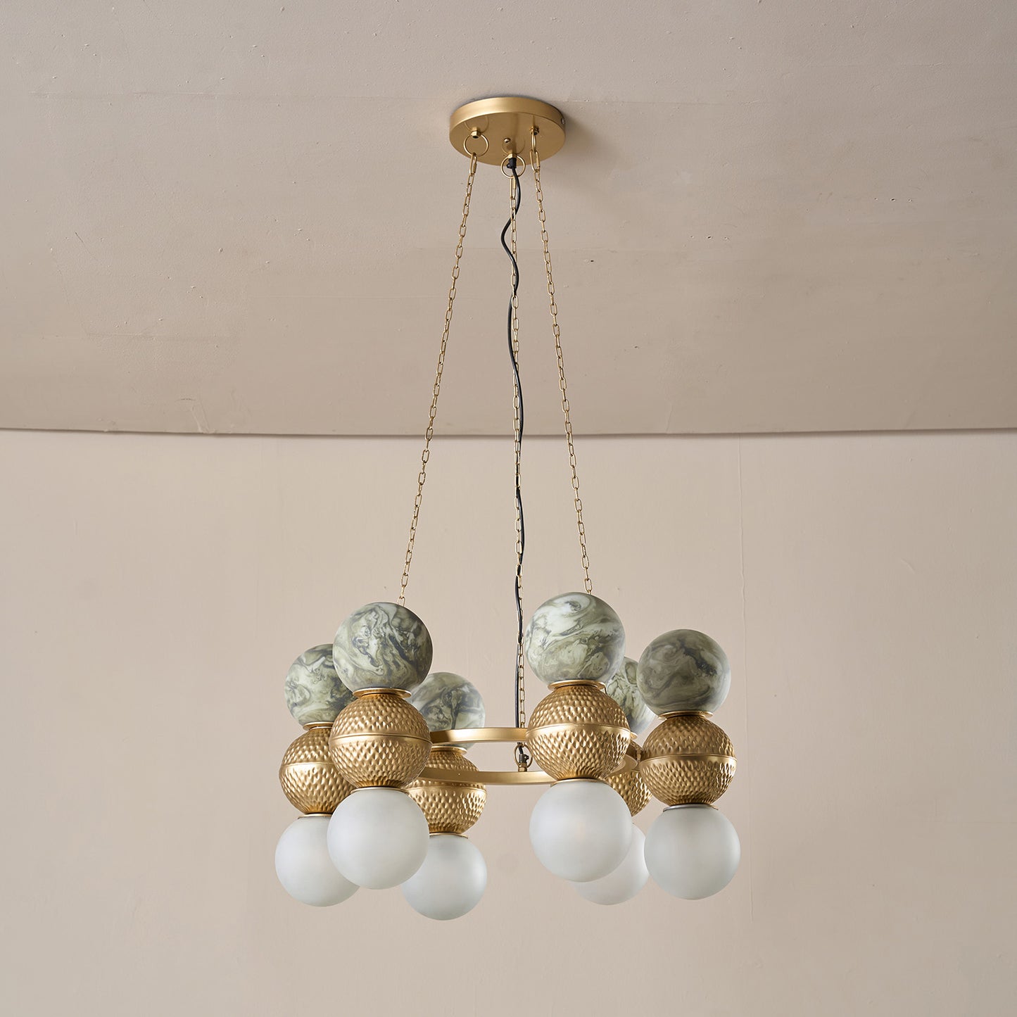 Buy Yaahvi by Nikita Bansal Lagori Gold Marble Painting Chandelier - Contemporary & Handcrafted Chandelier Online India