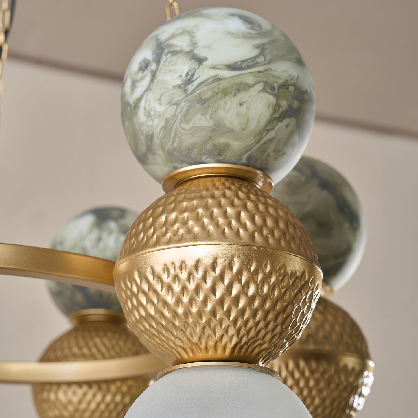 Buy Yaahvi by Nikita Bansal Lagori Gold Marble Painting Chandelier - Contemporary & Handcrafted Chandelier Online India