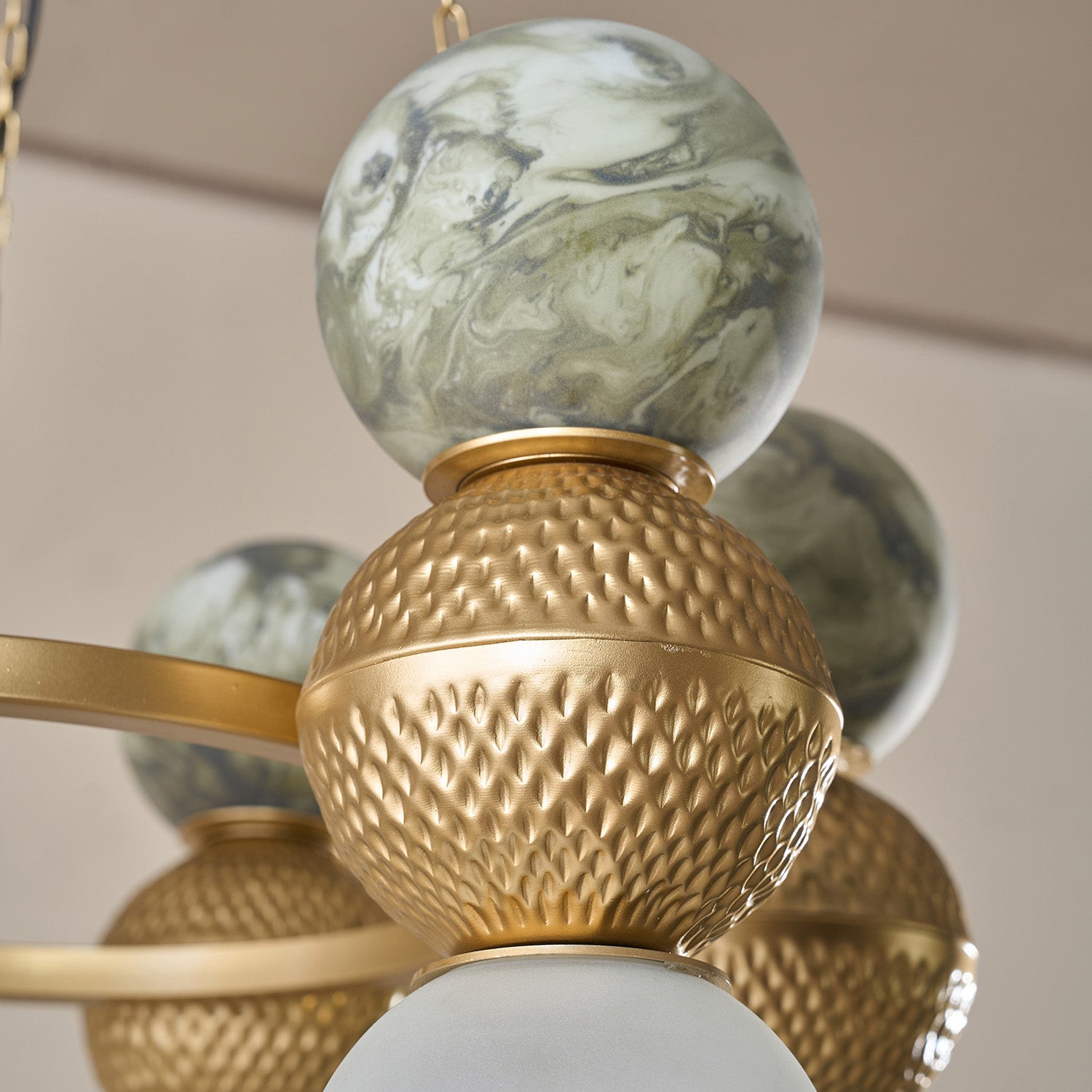 Buy Yaahvi by Nikita Bansal Lagori Gold Marble Painting Chandelier - Contemporary & Handcrafted Chandelier Online India