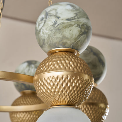 Buy Yaahvi by Nikita Bansal Lagori Gold Marble Painting Chandelier - Contemporary & Handcrafted Chandelier Online India