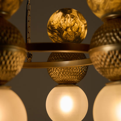 Buy Yaahvi by Nikita Bansal Lagori Gold Marble Painting Chandelier - Contemporary & Handcrafted Chandelier Online India