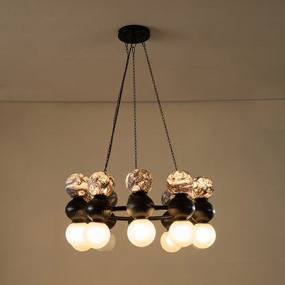 Buy Yaahvi by Nikita Bansal Lagori Black Marble Painting Chandelier - Contemporary & Handcrafted Chandelier Online India