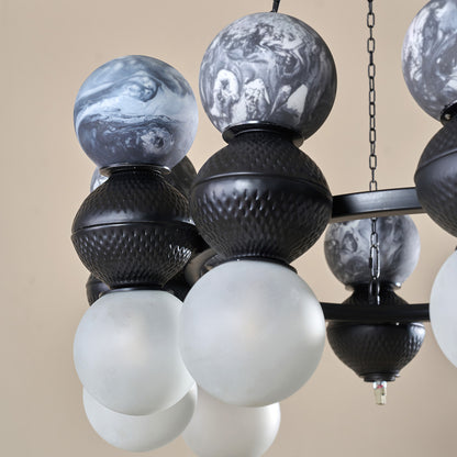 Buy Yaahvi by Nikita Bansal Lagori Black Marble Painting Chandelier - Contemporary & Handcrafted Chandelier Online India