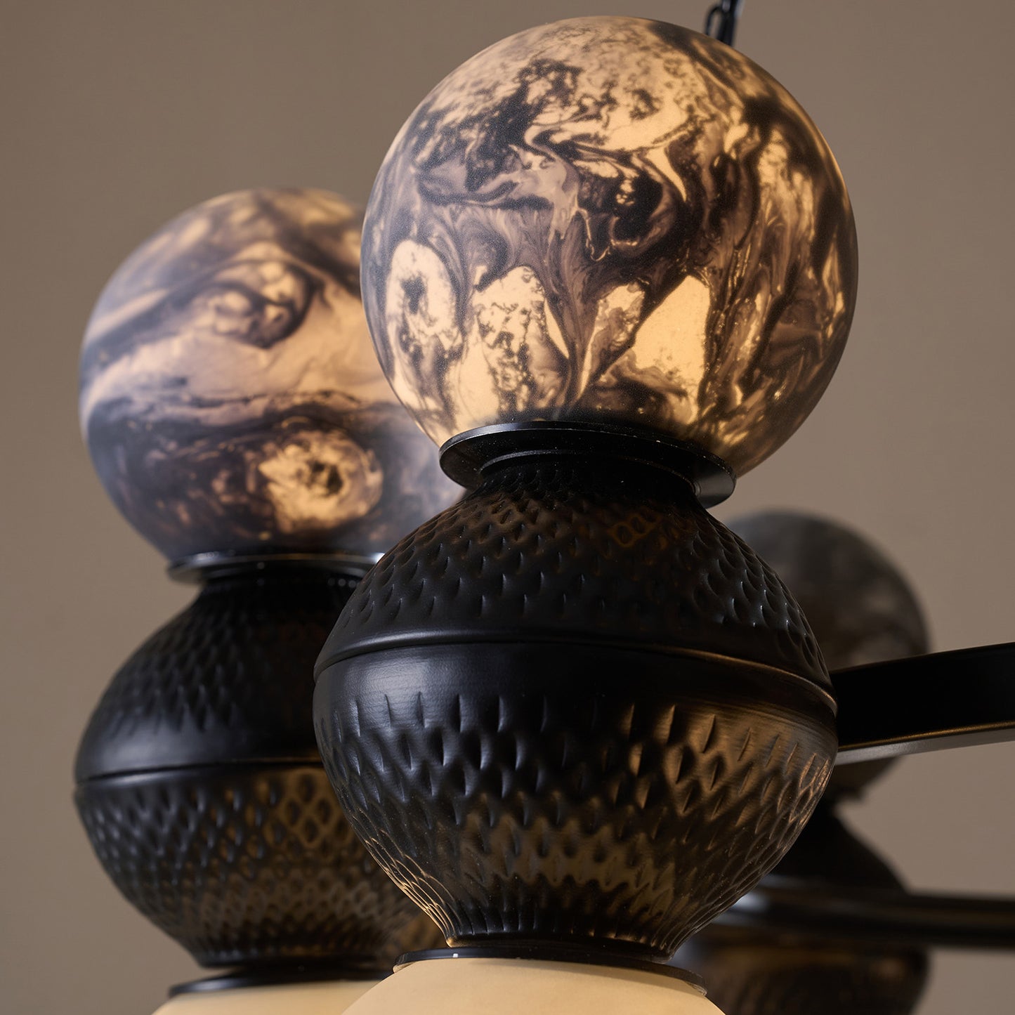 Buy Yaahvi by Nikita Bansal Lagori Black Marble Painting Chandelier - Contemporary & Handcrafted Chandelier Online India