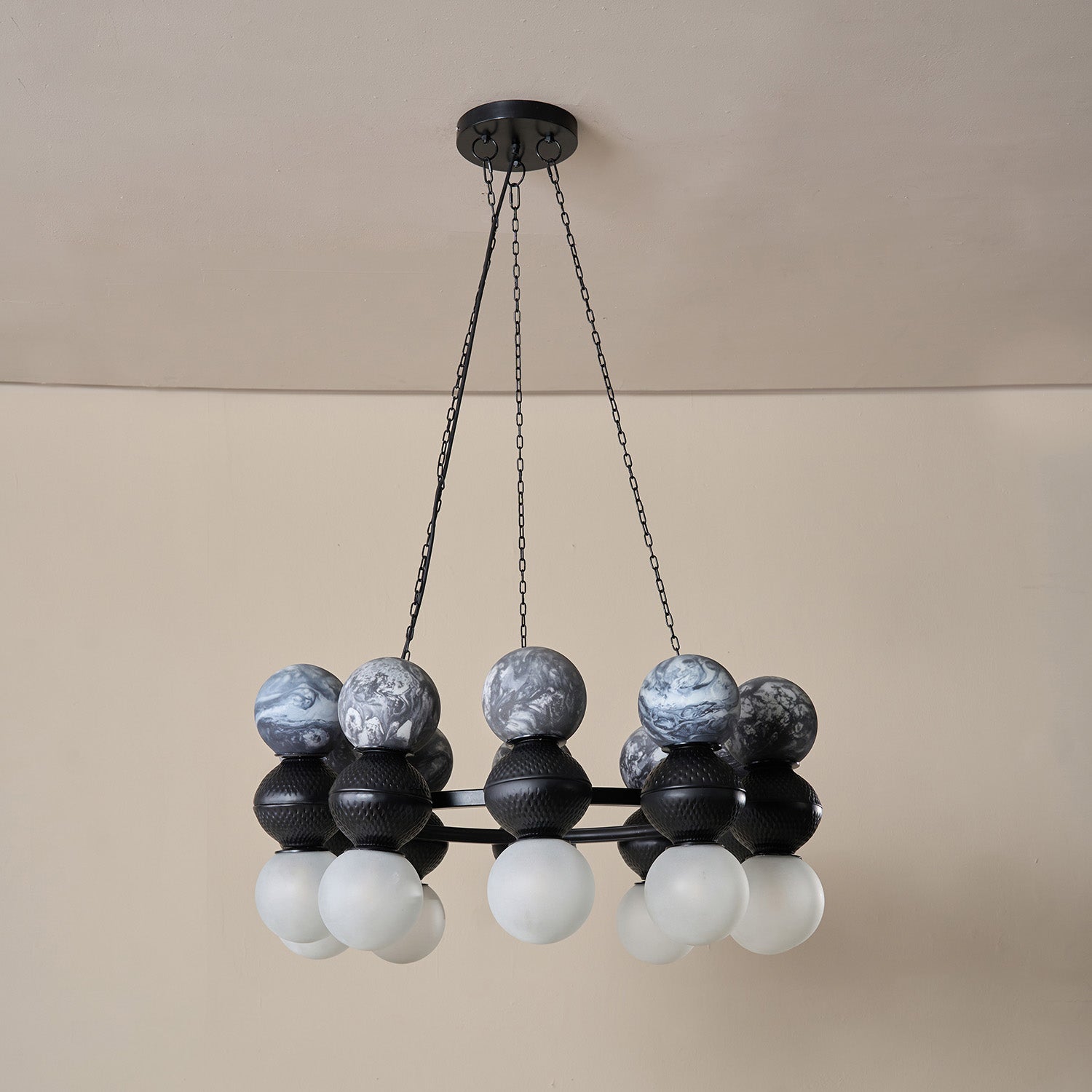 Buy Yaahvi by Nikita Bansal Lagori Black Marble Painting Chandelier - Contemporary & Handcrafted Chandelier Online India