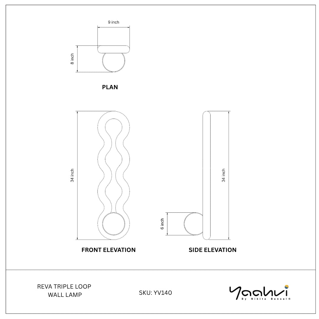 Buy Yaahvi by Nikita Bansal Reva Triple Loop Wall Lamp - Contemporary & Handcrafted Wall Lamps Online India