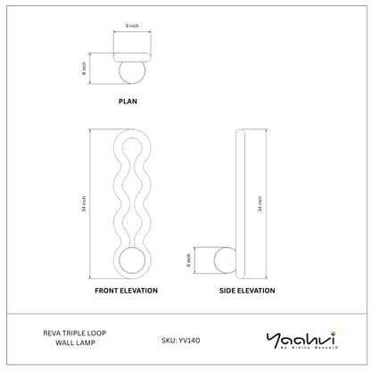 Buy Yaahvi by Nikita Bansal Reva Triple Loop Wall Lamp - Contemporary & Handcrafted Wall Lamps Online India